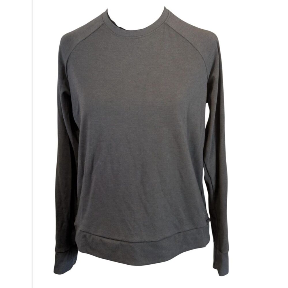 Cozy Earth Bamboo Raglan Pullover Crewneck Sweatshirt Charcoal, Size Small